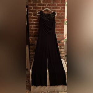 Ralph Lauren Women’s Black & beaded Size 8 Sleeveless Jumpsuit, wide leg